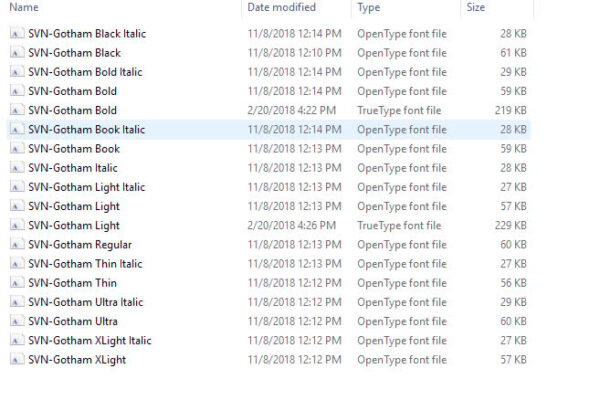 Download bộ font SVN-Gotham full